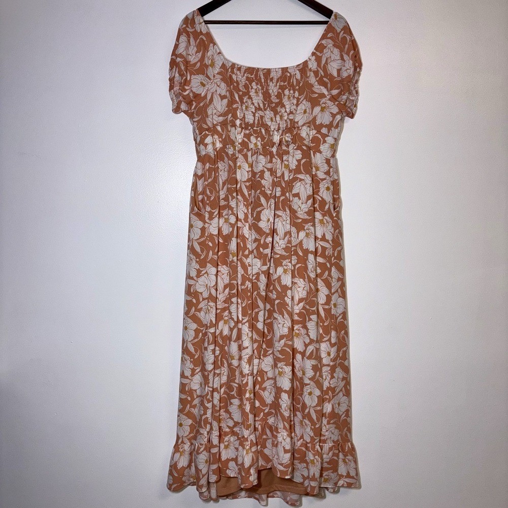 Torrid Coral Floral Maxi Off Shoulder Dress Size 1X Romantic Flowy Fairy Summer - Picture 3 of 11